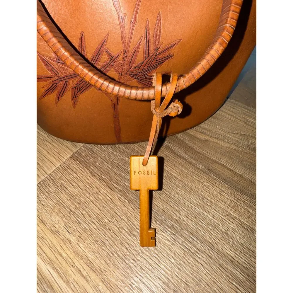 FOSSIL vintage bamboo leather bag